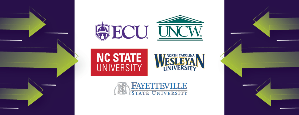 ECU, UNCW, NC State University, NC Wesleyan University, Fayetteville State University